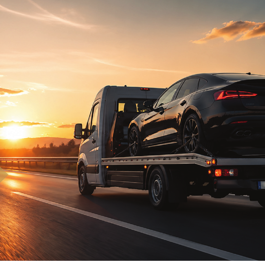 Fahrzeug auf Transporter